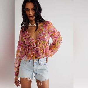 Free People Cassiopeia Long Sleeve Ruffle Top